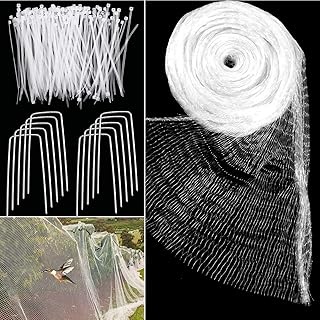 4 M x 10 M Anti Bird Protection Net Garden Plant Mesh Netting Fruit Trees Netting with Cable Ties and U-Shaped Garden Pegs (White)