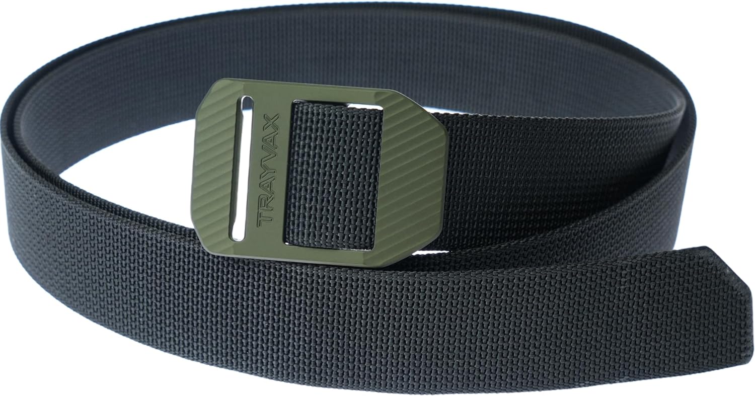 Trayvax Tactical Belt, Nylon Web Cinch Belt for Men and Women, Outdoor Hiking and Military Accessories, CNC Machined