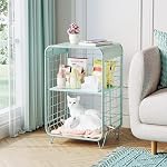 APEXCHASER Cute Nightstand,Metal Side Table,3 Tier End Table with Storage,Vintage Bedside Table,Girls Bedroom Furniture,Coffee Table for Living Room,Bedroom,Dorm,Mint Green