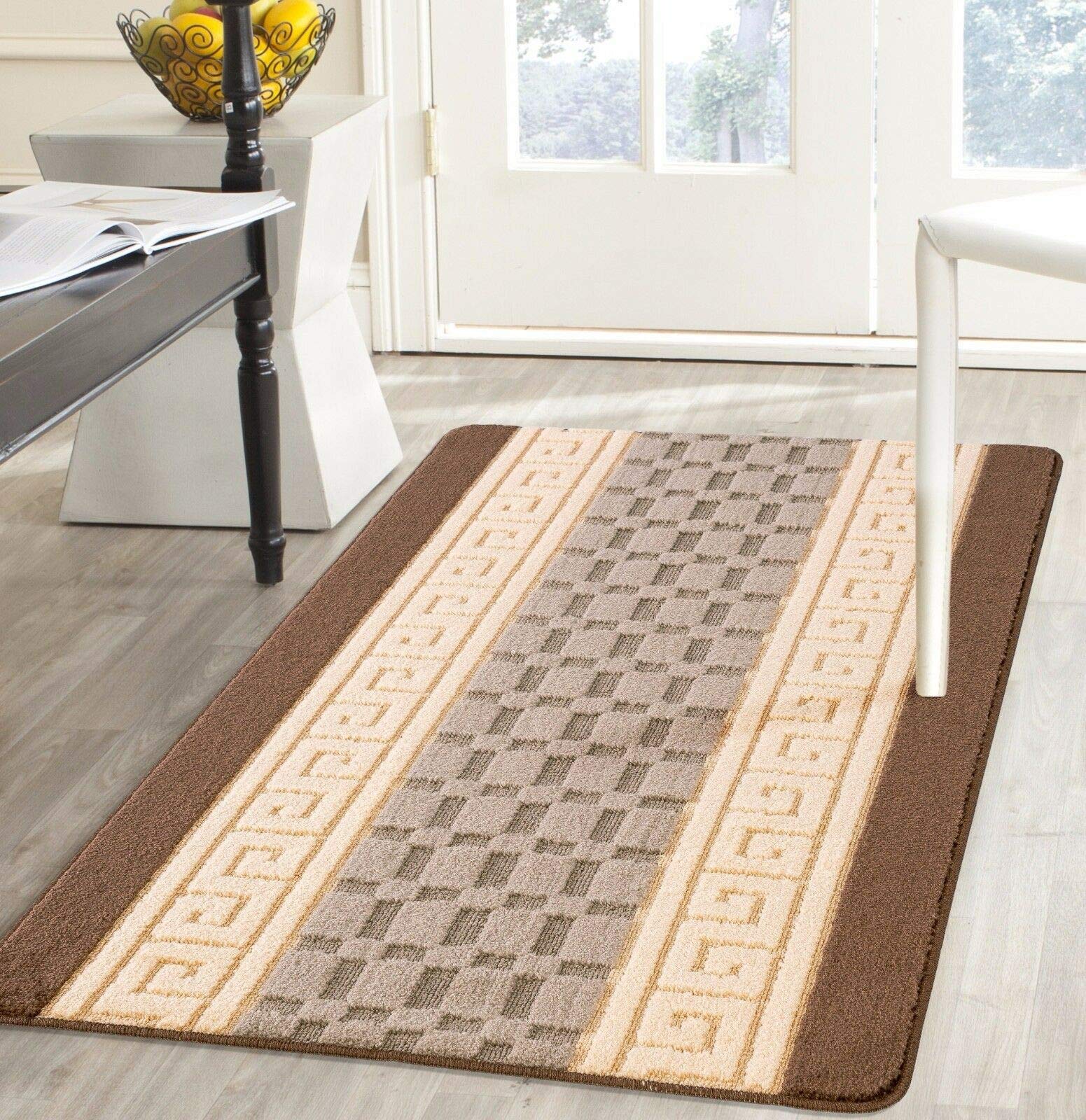 Householdfurnishing Gelback Non Slippery Rug Carpets Runner Indoor/Outdoor Living Room Floor Mat (Brown/Beige, 40 X 60 CM) โ image 1
