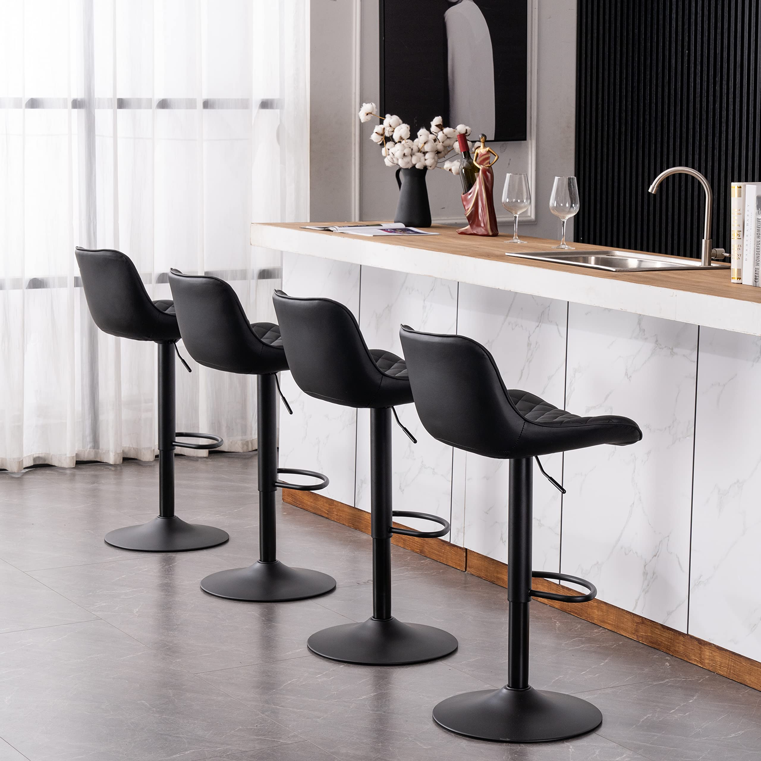 YOUTASTE Set 2 Sgabelli Da Bar Regolabili In Pelle PU – Design Moderno E Girevole Per Cucina