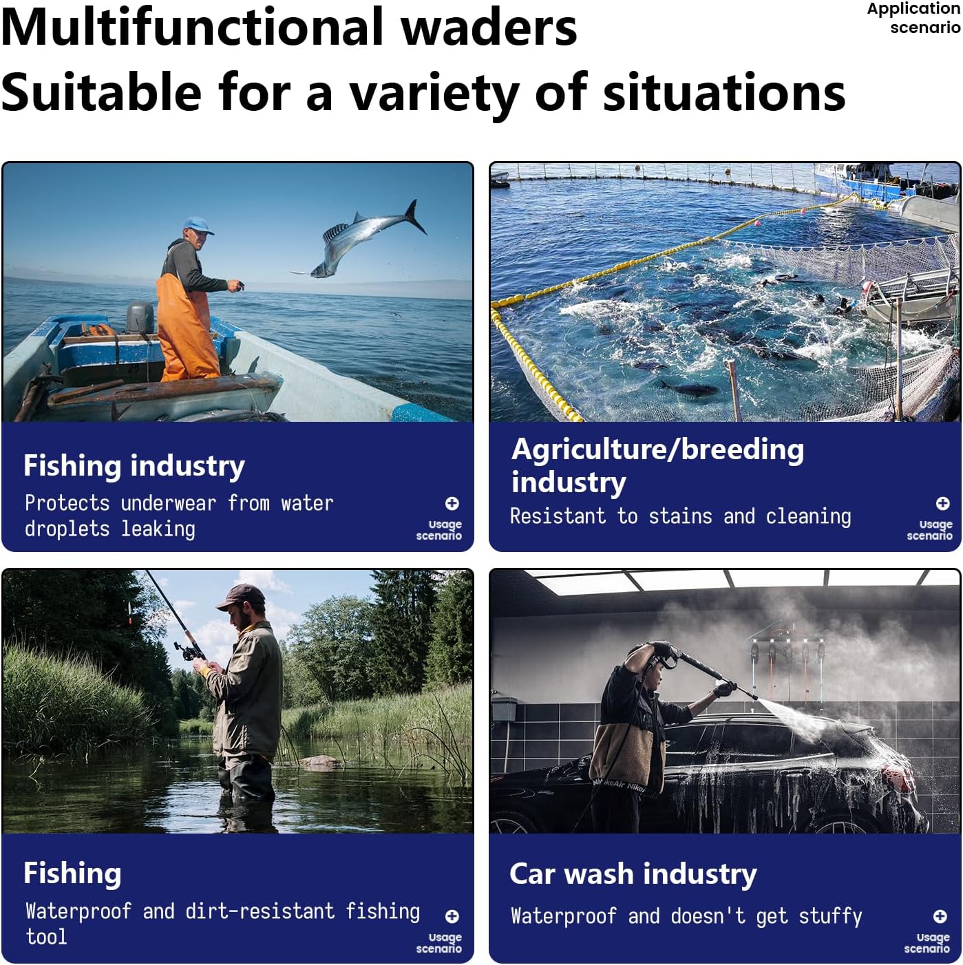 Waders with Boots for Men PVC Waterproof Fishing Hunting in Surfing Snow Removal Disaster Prevention Car Washing - Image 4