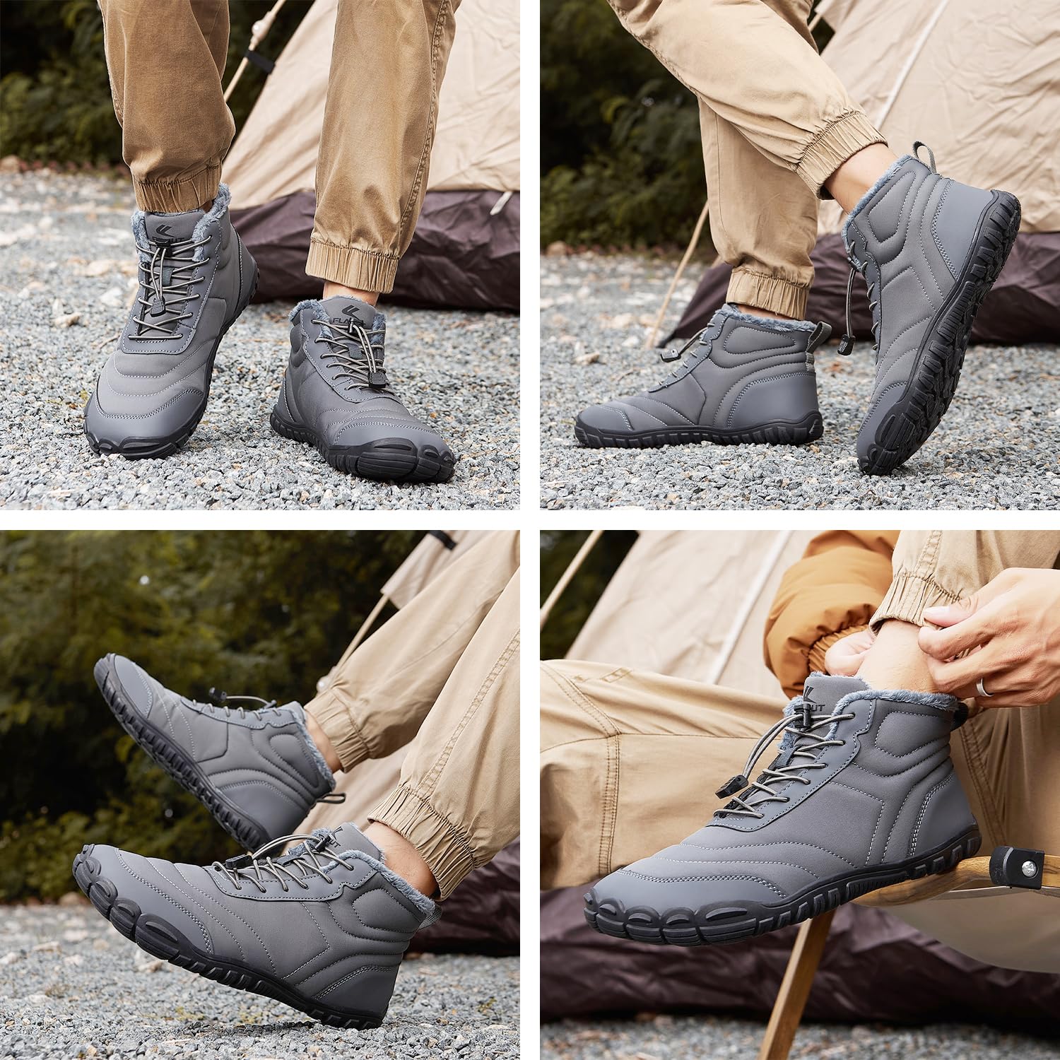 FLARUT Scarpe Invernali a Piedi Nudi Uomo Donna Barefoot Scarpe Foderate Caldo Scarpe a Punta Larga Resistenti all'acqua Scarpe da Trail Running Trekking InvernoStivali