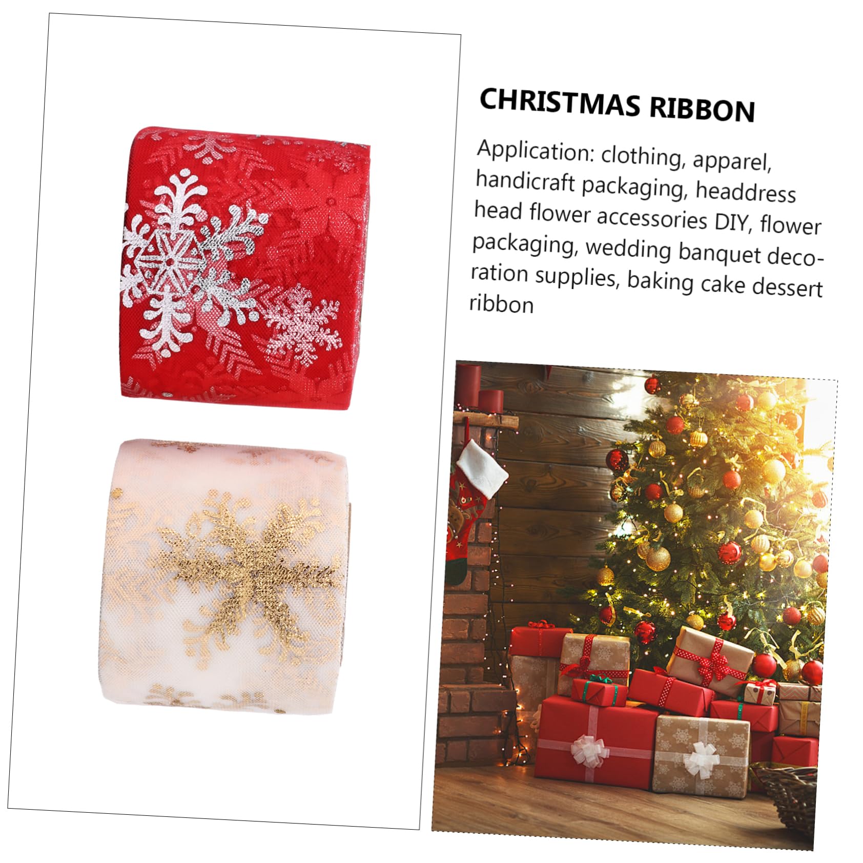 Beavorty 3 Juegos De Rollos De Cinta De Organza Con Forma De De Nieve Para 25 Yardas Malla Decorativa Para Envolver Proyectos De Manualidades Navideñas 2 Piezas X 3