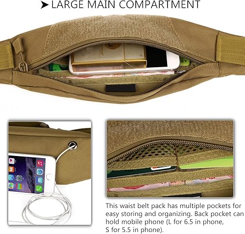 Miniatura 5 de Protector Plus Riñonera táctica para correr, cinturón militar, para fitness, bolsa de cadera MOLLE, bolsillo para equipo lumbar (incluye paquete),