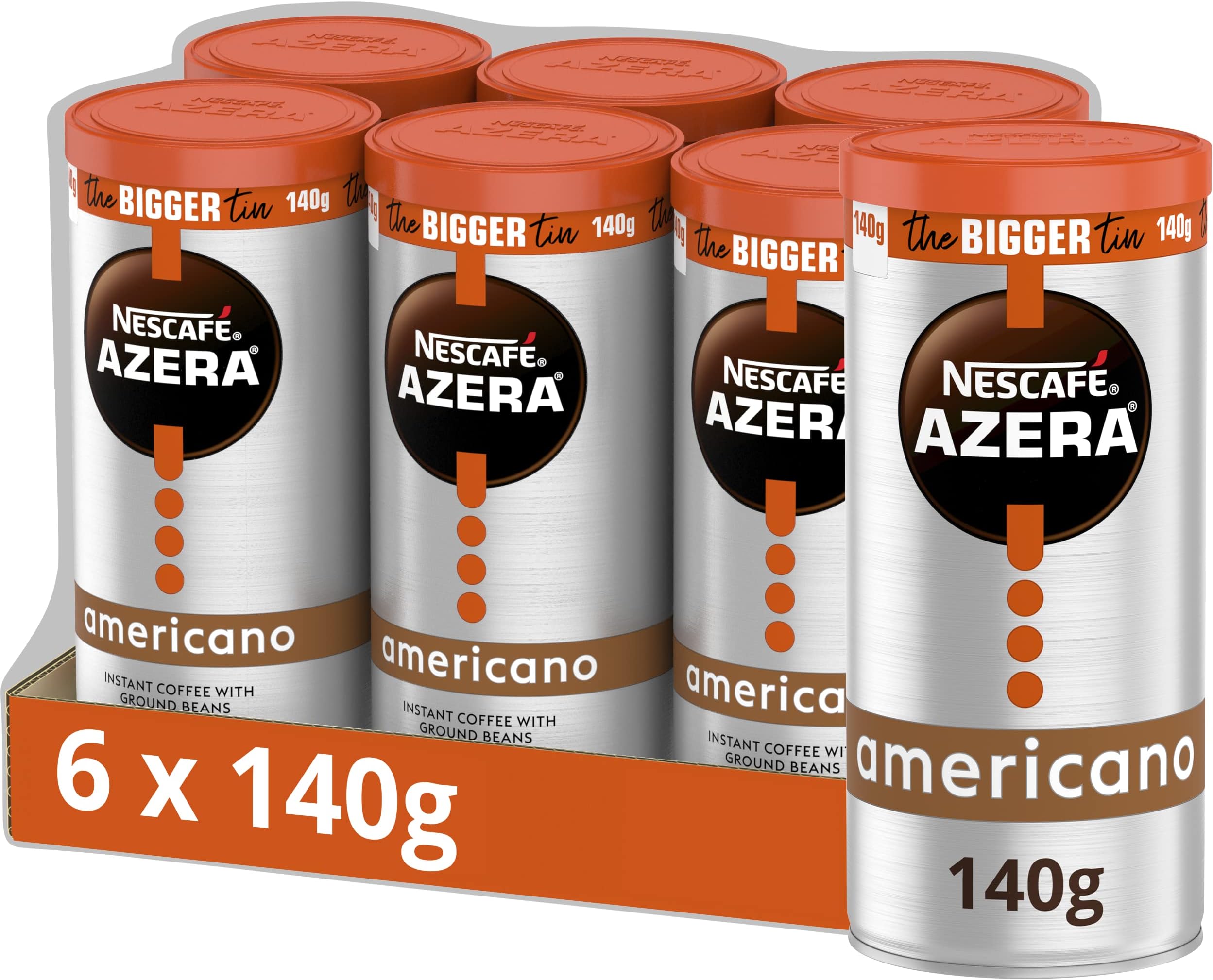 NESCAFÉ Azera Americano Instant Coffee 140g (Pack of 6), Package May Vary