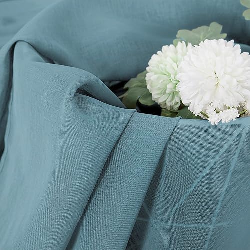 Miniatura 60 de Tollpiz Cortinas traslúcidas de lino con textura para sala de estar, cortinas traslúcidas filtrantes de luz con bolsillo para barra, cortinas