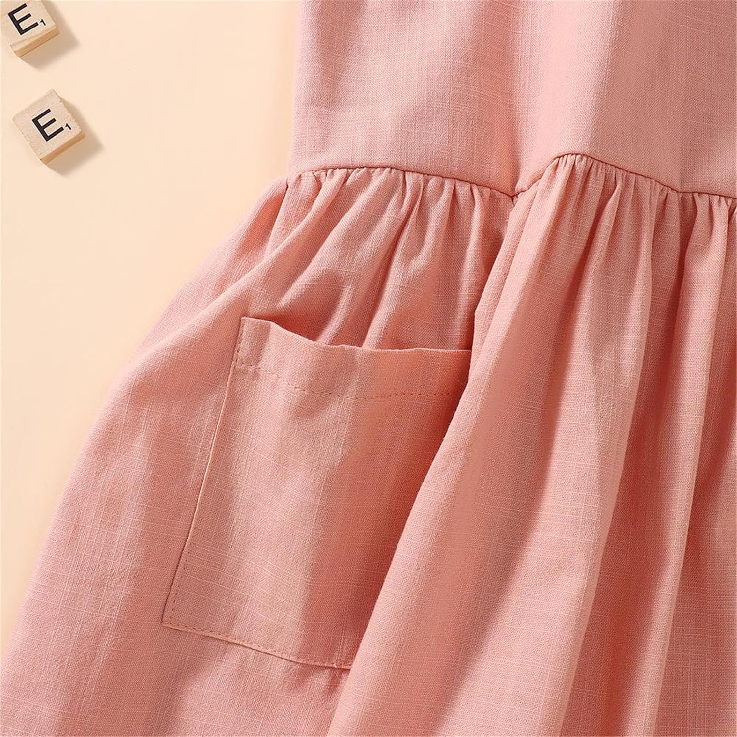 Toddler Baby Girls Summer Cotton Linen White Dress Bow Straps Sleeveless with Pockets Party Beach Casual Sundress - Image 6