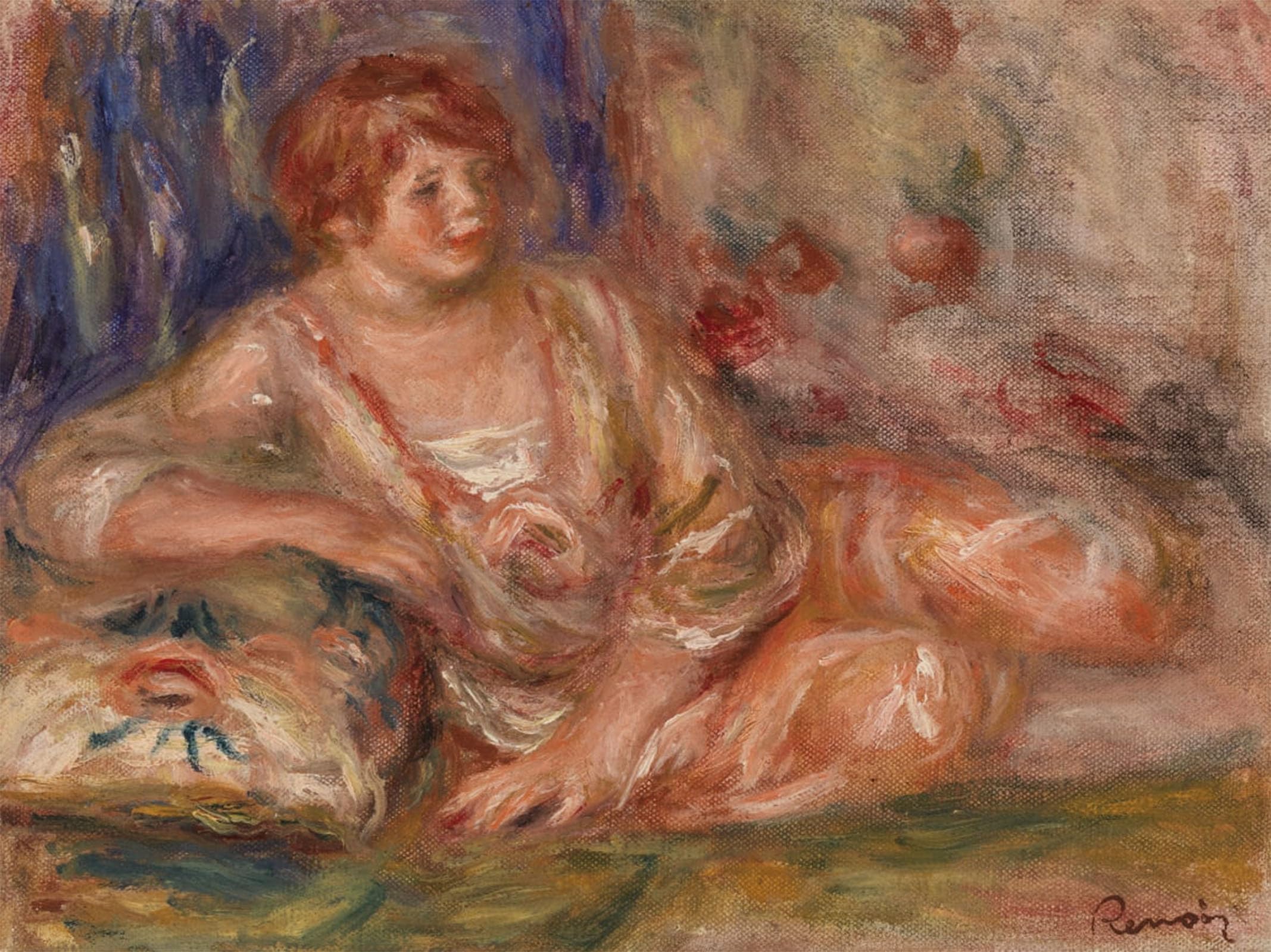 SERENDIPITP Retro Picture Poster Wall Art Pictures Painting Andrée in Pink Reclining by Pierre Auguste Renoir Wall Art Canvas Print for Wall Decor 60x90cm