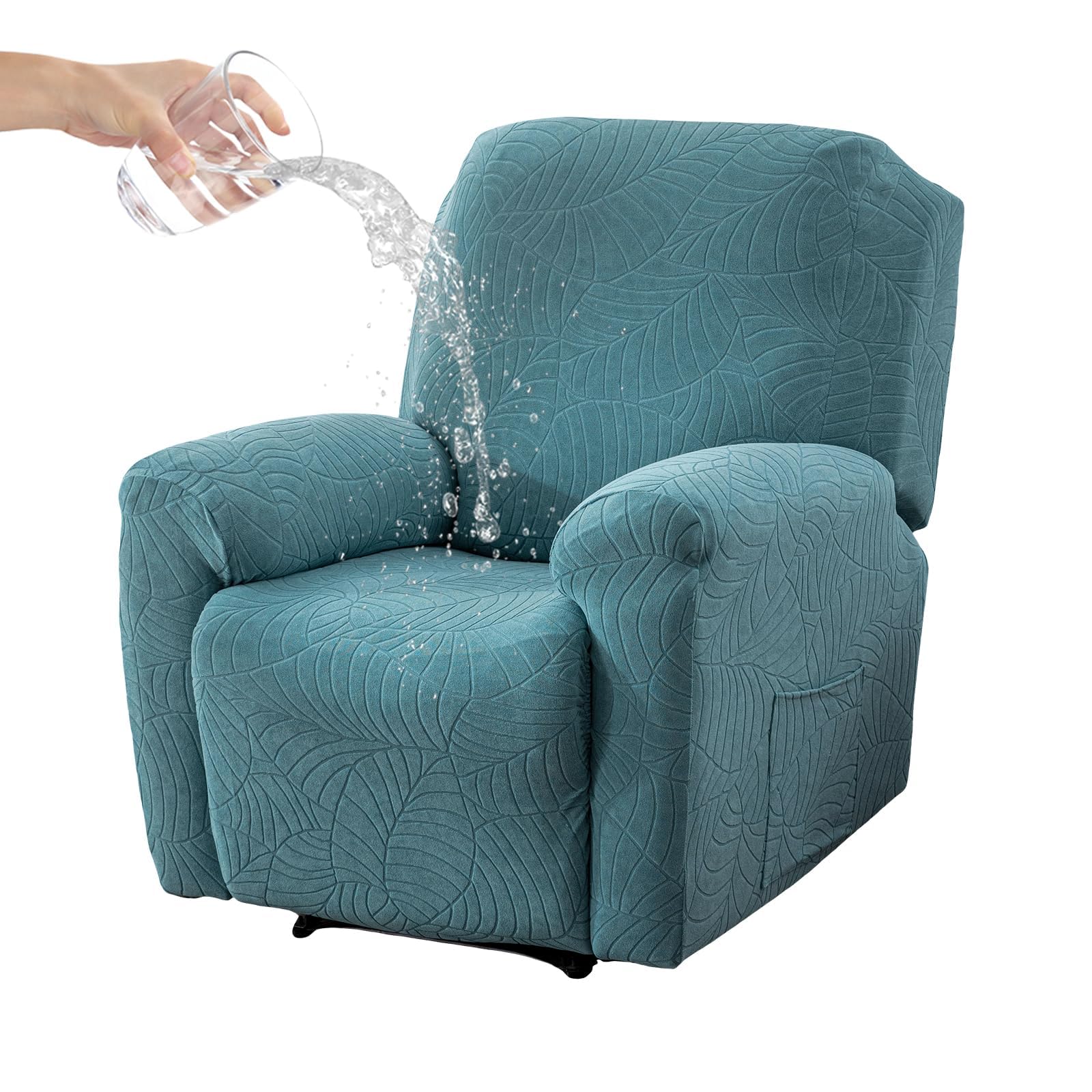 Eco-Ancheng Recliner Chair Covers Recliner Cover Recliner Slipcovers 4-Piece Lazy Boy Recliner Chair Covers Non Slip Reclining Slipcovers with Storage