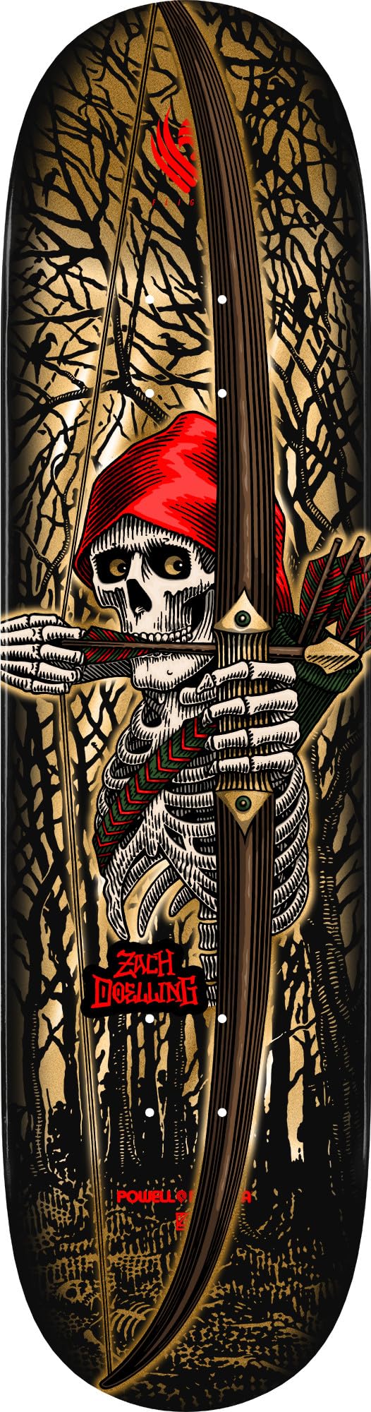 Powell Peralta Zach Doelling Archer Flight Skateboard Deck, Gold Foil, 8.30" x 31.61"