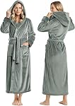 NY Threads Robe premium avec capot pour femme, Robe de bain longue en peluche pour femme, peignoir pour femme souple
