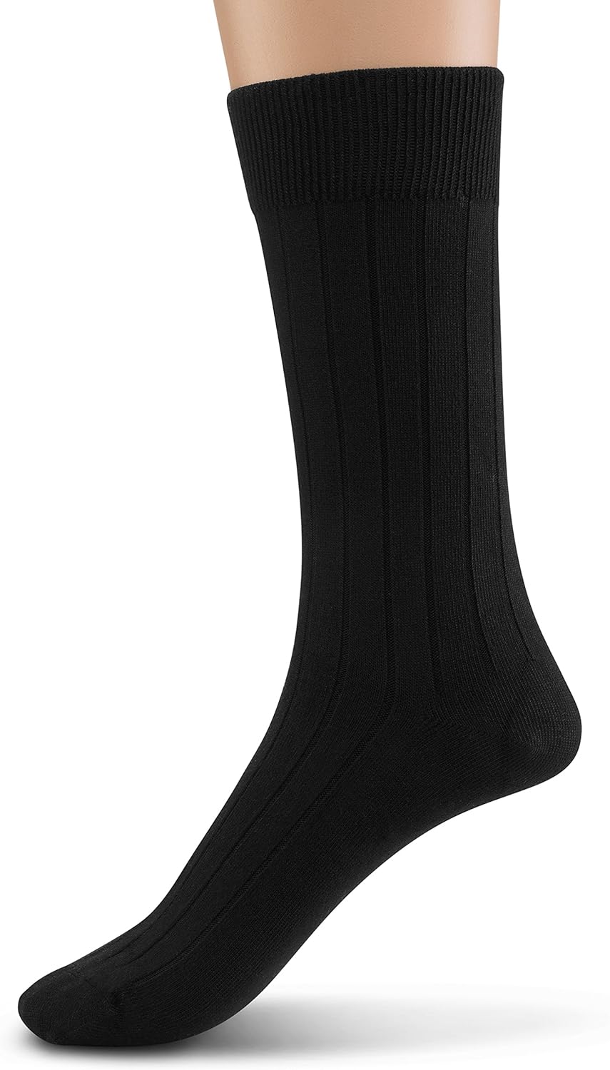 Silky Toes Modal Mens Crew Socks, Formal Mid-Length Dress Calf Socks 2 or 4 Pk - Image 2
