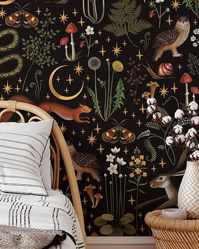 Miniatura 2 de Coloritto Papel tapiz de bosque  Papel tapiz botánico autoadhesivo extraíble  Papel tapiz de flores y bosques (1 rollo de 24 pulgadas de ancho x 108