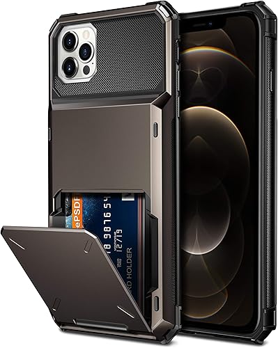 Vofolen Compatible con iPhone 12 Pro Max Funda 5G Cartera 4-ranura para tarjetas de crédito titular de tarjeta de crédito Flip Bolsillo oculto de