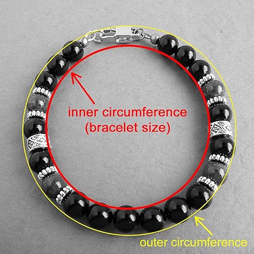 Miniatura 7 de 8mm Black Onyx Gemstone Bracelet for Men, Sterling Silver Accents, Beaded, Handcrafted in USA
