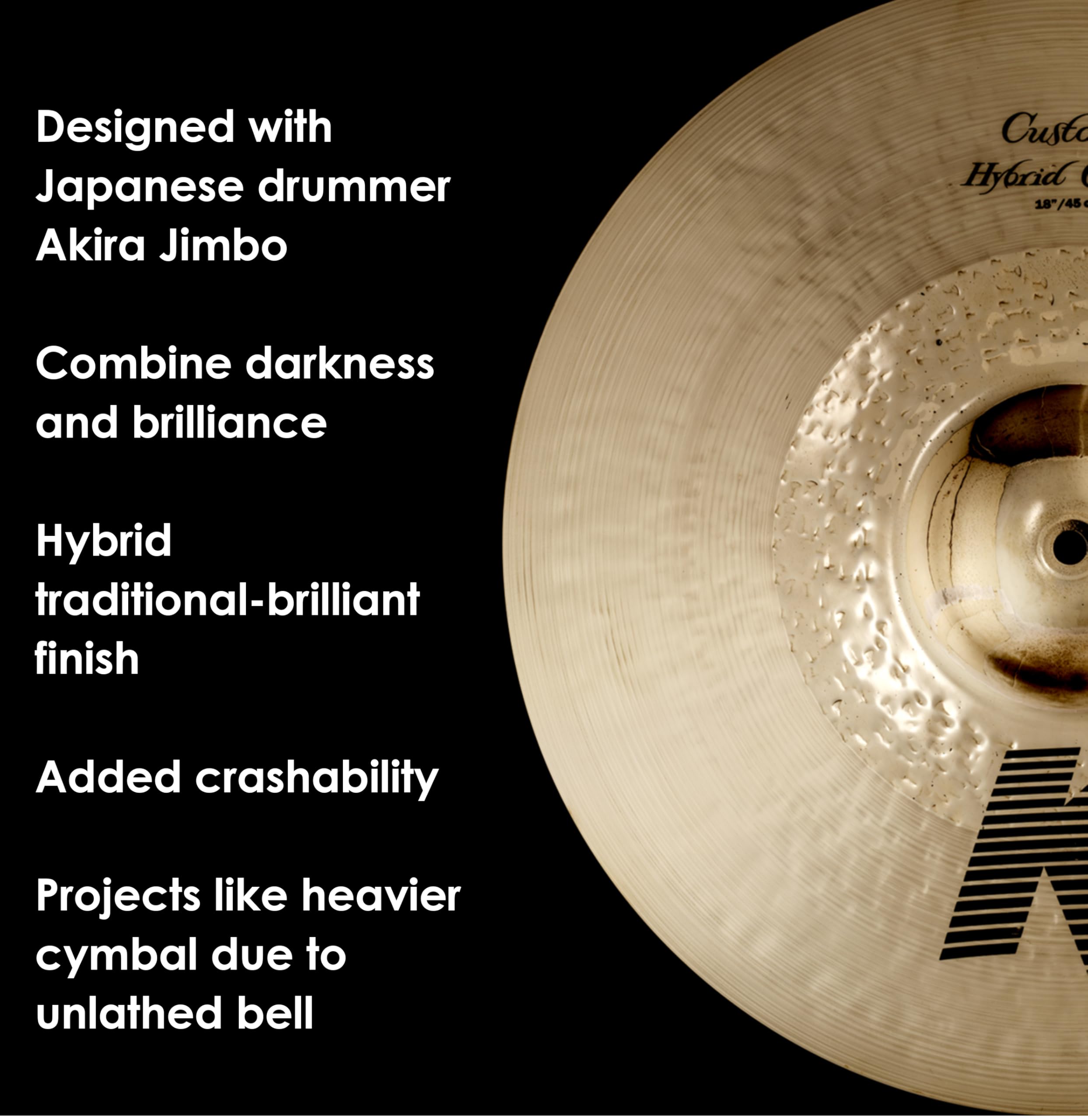 Amazon.com: Zildjian K Custom Hybrid Crash Cymbal - 18 Inches