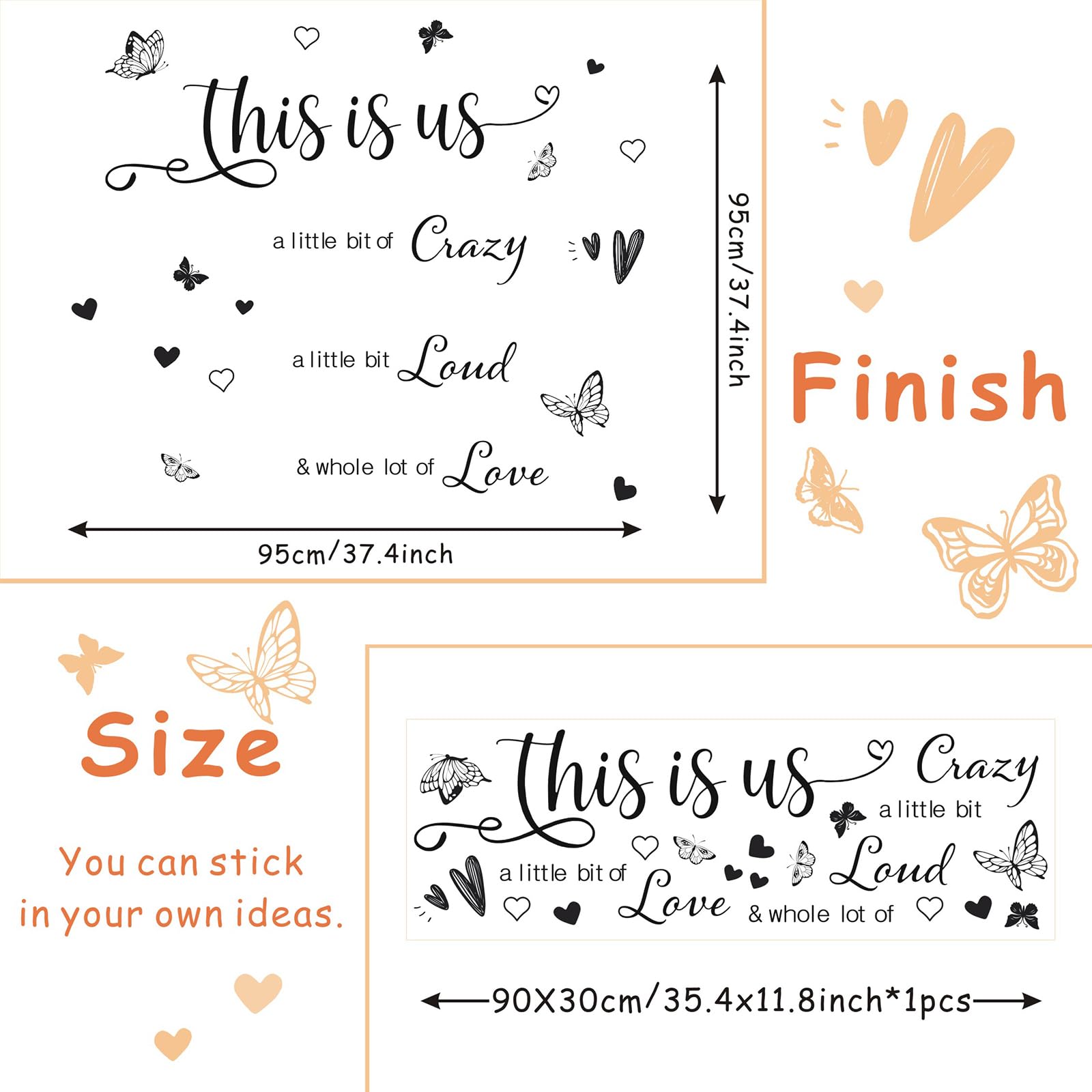 KAIRNE This is Us Wall Sticker Inspirational Quote A Little Bit of Crazy Wall Decal Family Art Lettering Saying Crazy Loud Love Decal of Bedroom Living Room Office Home Decor - Image 4