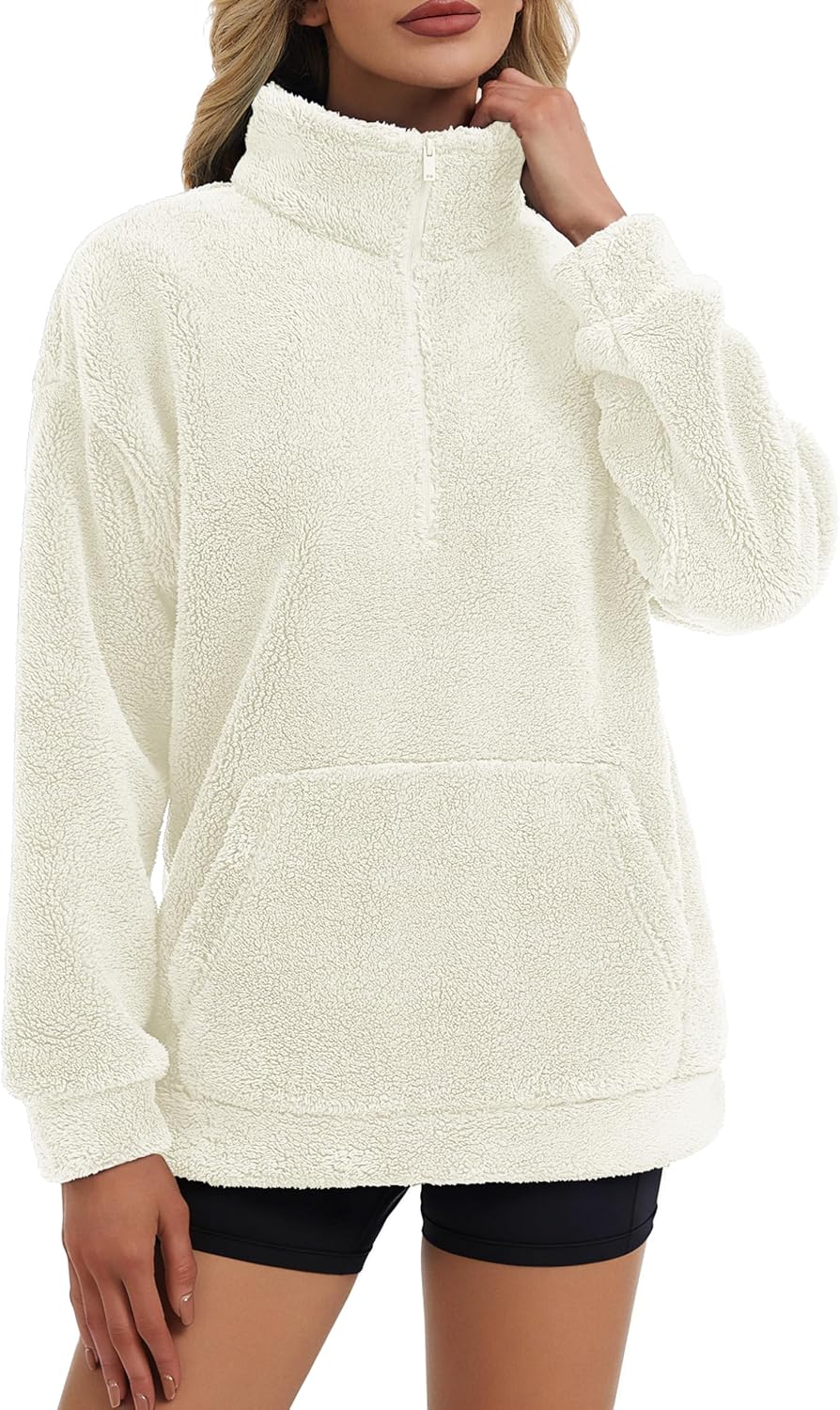 YUCOLEN Fleece Pullover Women Long Sleeve Fuzzy Half Zip Sweatshirt with Pockets Warm Winter Spring Jacket 2026 Trendy - Image 4