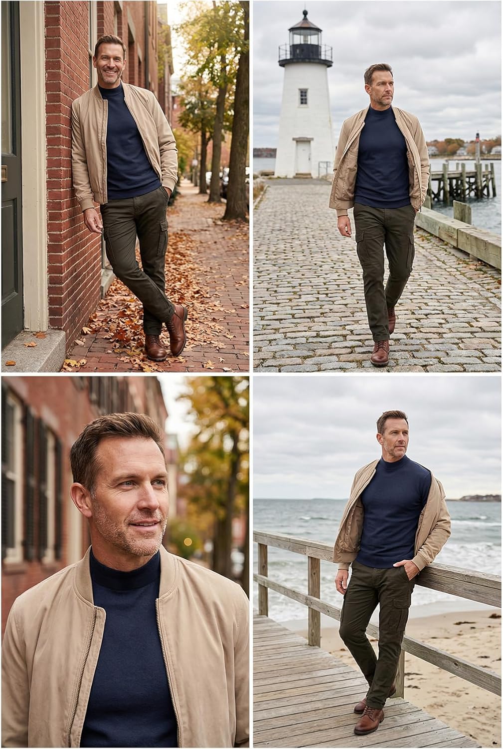 Zengjo Mens Mock Turtleneck Long Sleeve T Shirts Slim-Fit Lightweight Thermal Base Layer Top Soft Stretch - Image 4