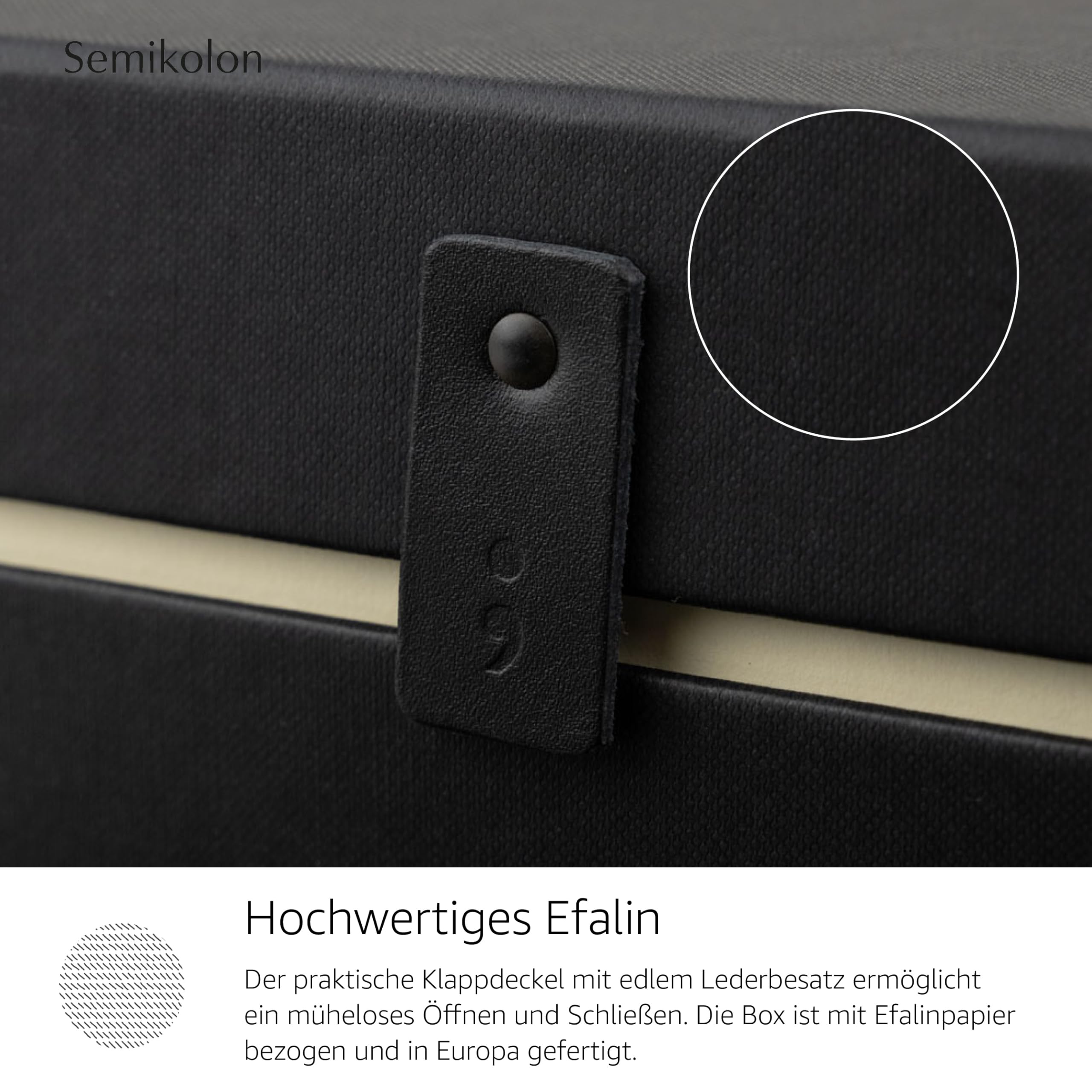 Semikolon 373050 Premium Aufbewahrungsbox One Line Edition - Geschenkbox Large 31 x 23 x 12 cm - Black