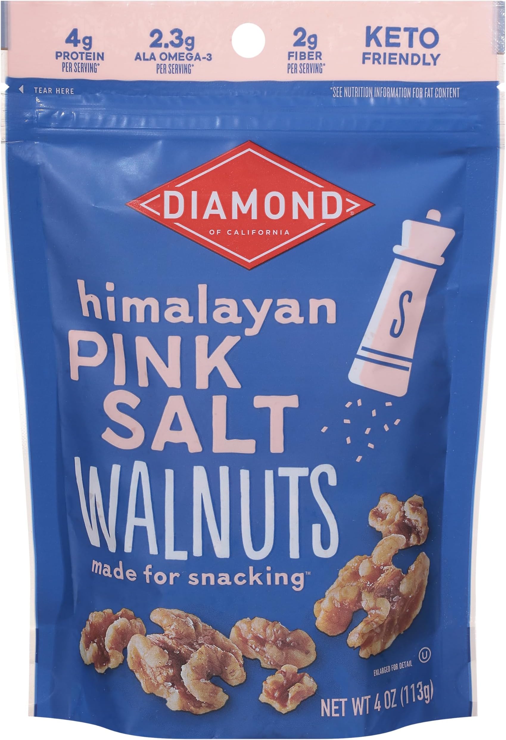 Diamond of California Himalayan Pink Salt Walnut Snack Nuts, 4 oz.