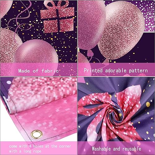Vista 101 de IMISI Decoraciones de cumpleaños número 19 para niñas, pancarta rosa de feliz cumpleaños para telón de fondo de fiesta