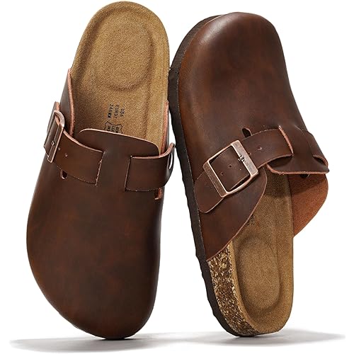 Project Cloud Genuine Leather Footbed Clogs for Women - Memory Foam Arch Support Slippers for Women - Trendy Slip-ons Women's Mules & Clogs Sandals (Benton)