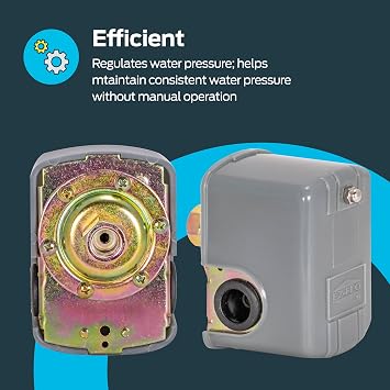 Eastman Pressure Switch, 30-50 PSI Preset, 1/4 in FPT Connection, for Electric Water Pumps, 60043