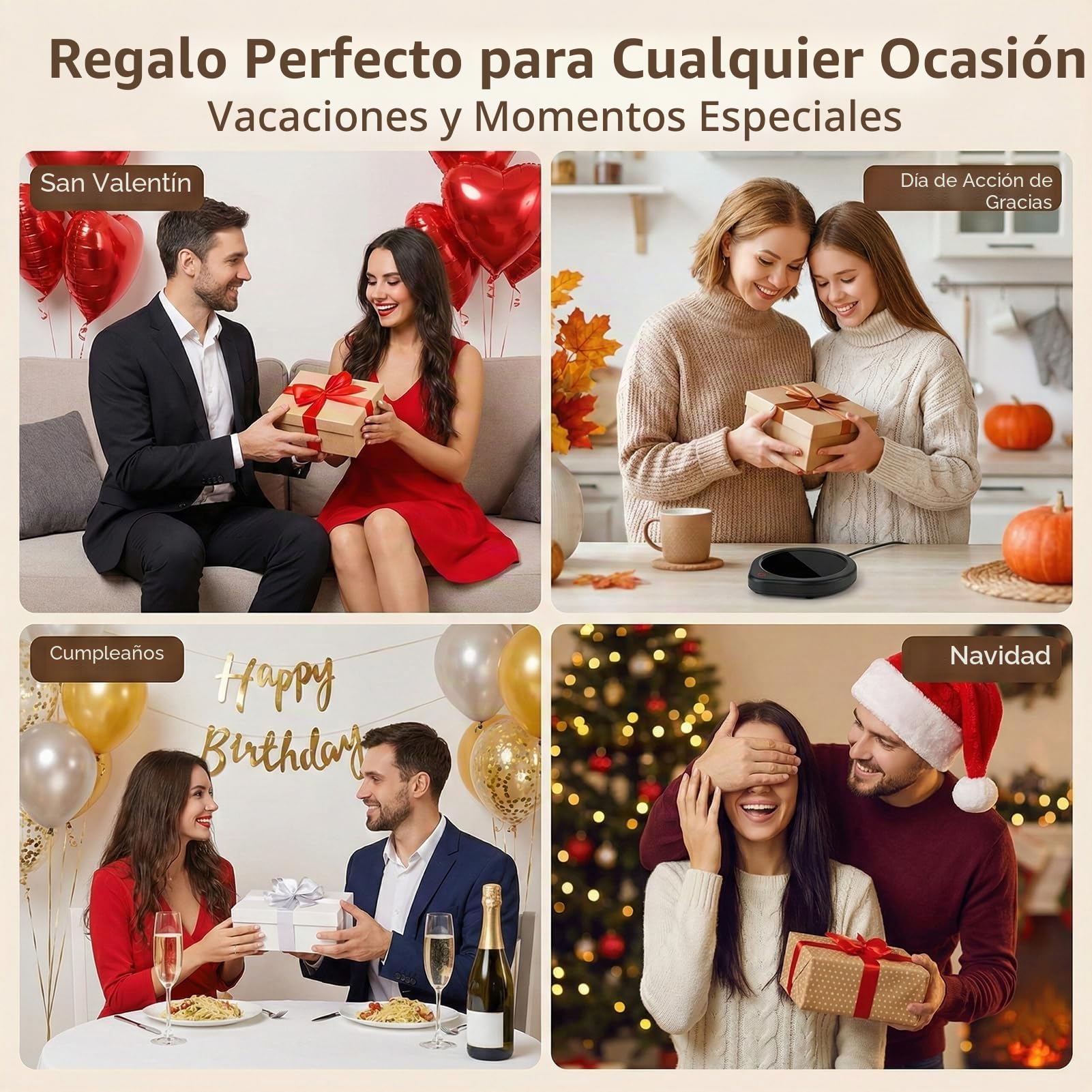 Oracer Calentador de tazas de café, calentador de tazas para escritorio con ajuste de temperatura inteligente de apagado automático, calentador eléctrico de bebidas, té, agua, leche para todas las