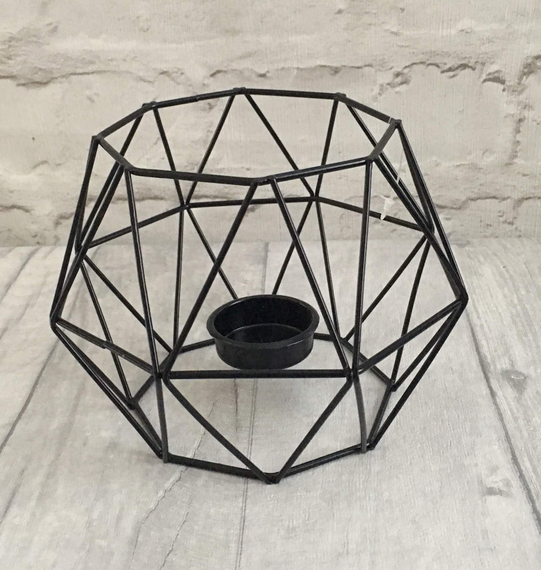 Cherish Home Black Geometric Metal Wire Cage Contemporary Modern Tea Light Candle Holder