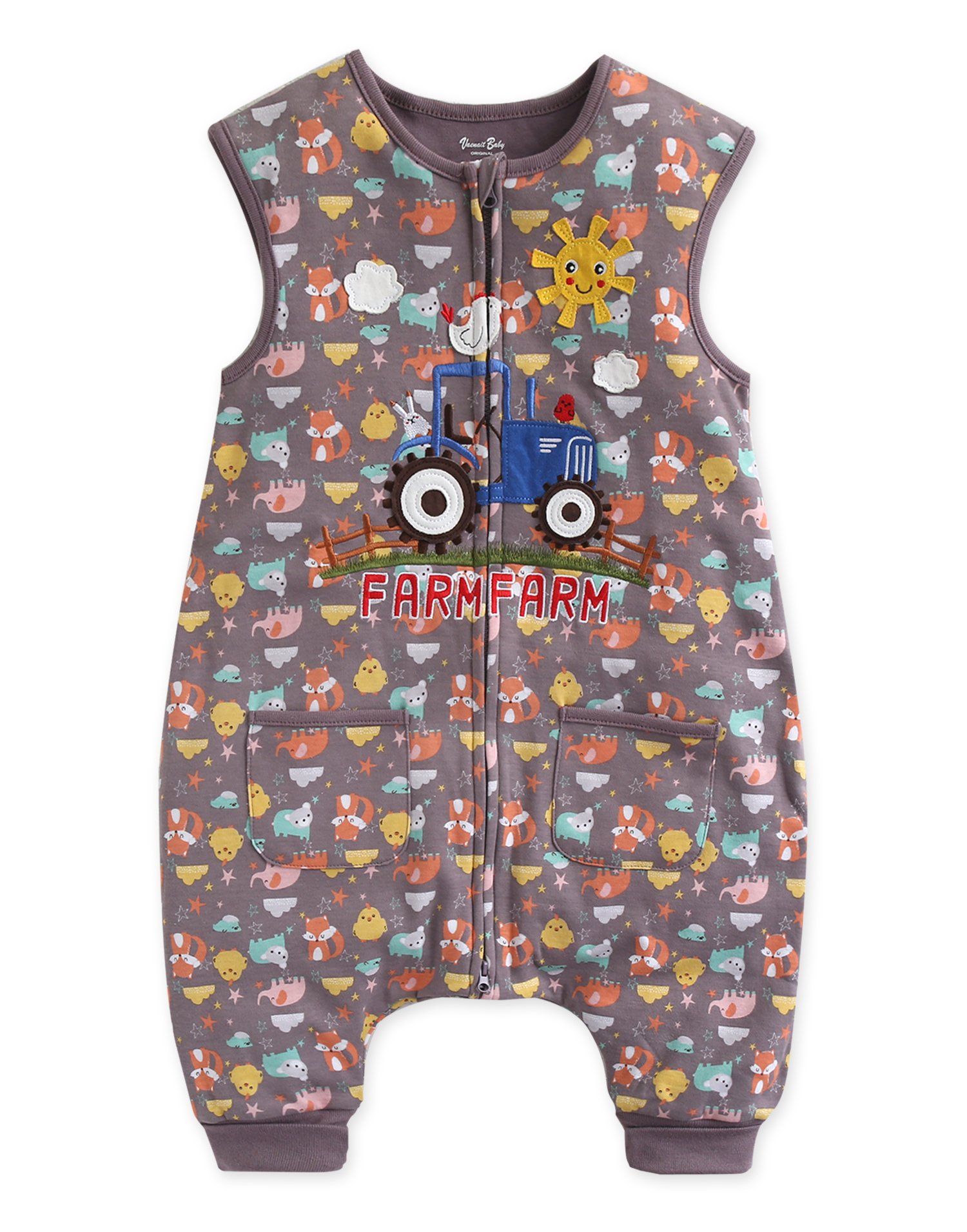 Vaenait Baby Sleeping Sack with Leg 100% Cotton Wearable Blanket Pyjamas Infant Sleeping bag Funny Farm Sleep L