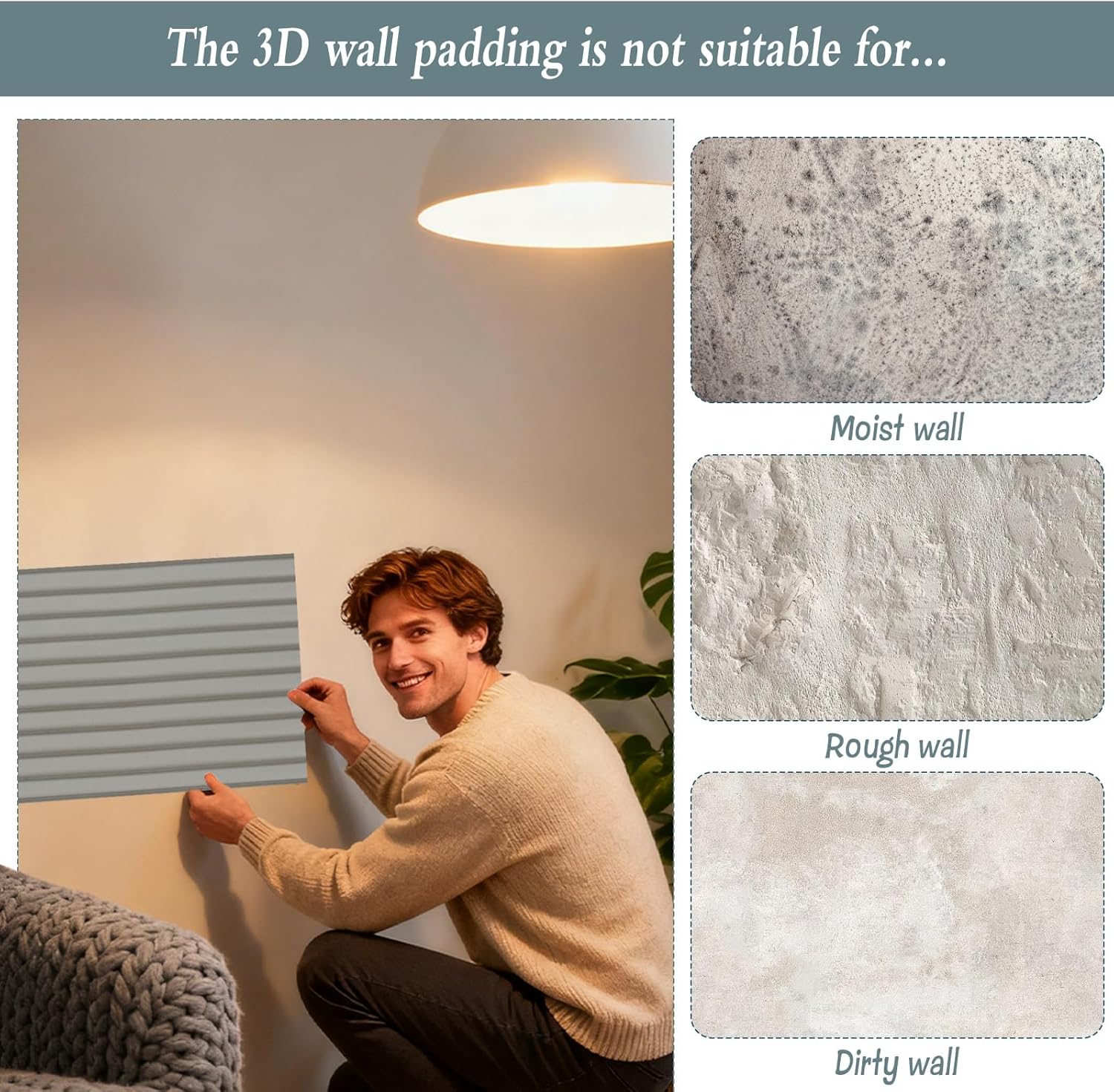 2 Rolls Anti Collision Wall Padding -15.8 x 78.7 Inch Soft Foam Wall Panels 3D Self Adhesive Padded Headboard for Playroom Bedroom Furniture Corner, Gray