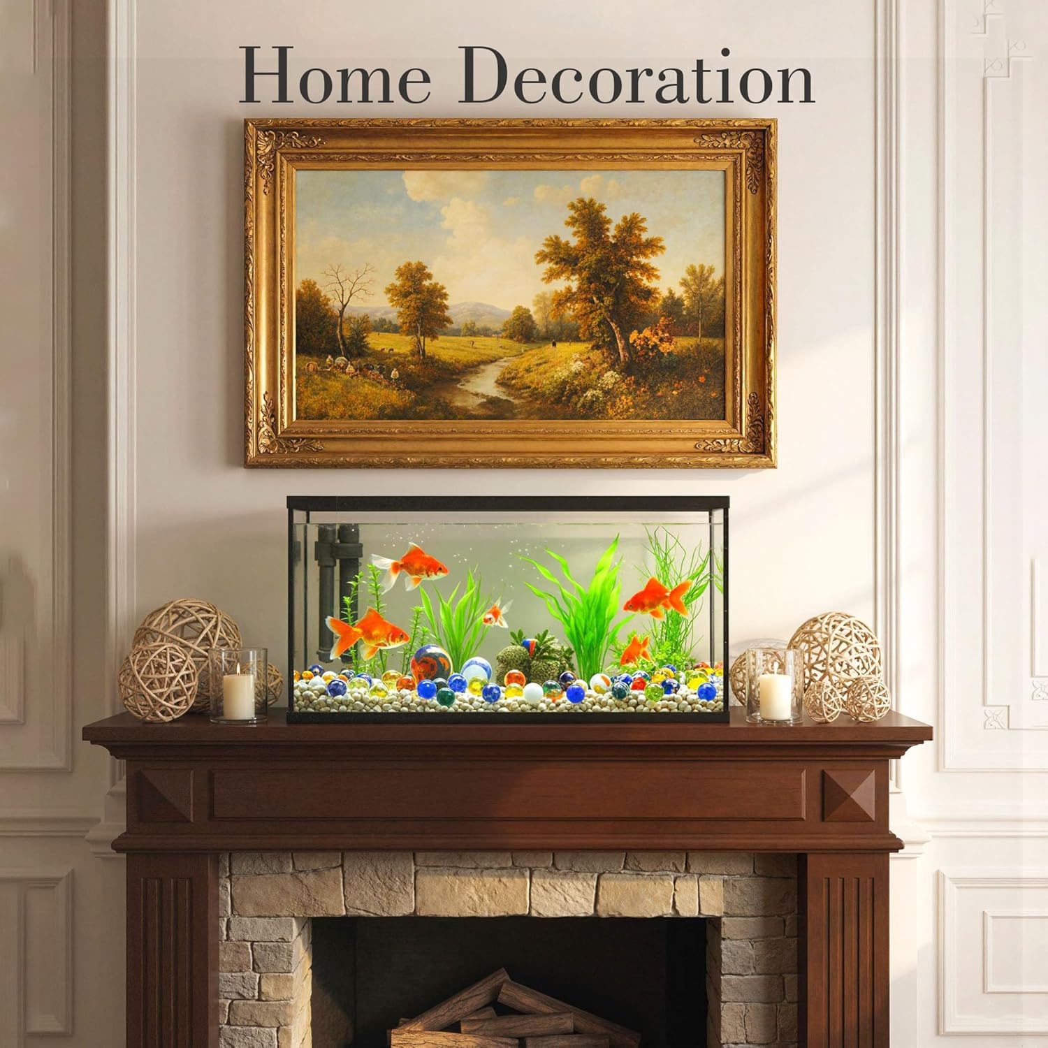 3 otters 125PCS Glass Marbles, Assorted Size with Gift Box for Vase Fillers Fish Tank Rocks Aquarium Tank Decor Table Scatter Decoration