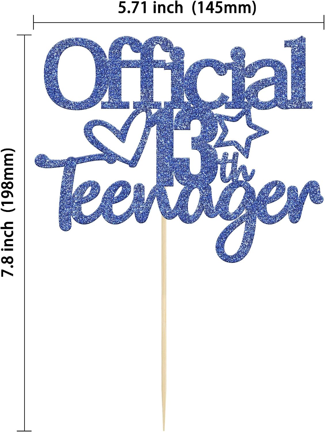 Gyufise Blue Giltter Official Teenager 13 Cake Topper 13th Birthday Party Decorations for Teens 13th Birthday Cake Decorations - Image 3
