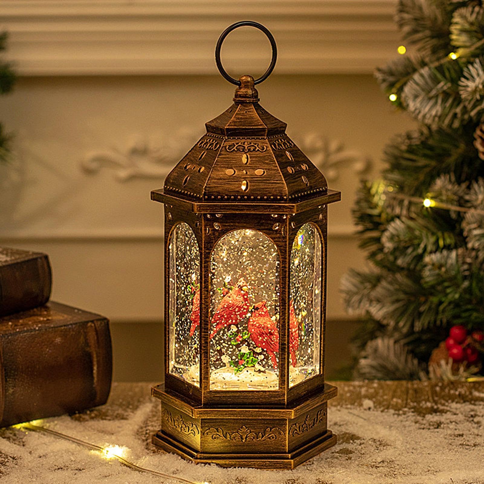 Farolillo de Navidad – Farol LED Festivo para decoración navideña y Regalos | diseño de Escena de Invierno, Funciona con Pilas, Ideal para decoración de hogar, Patio o Fiesta, CREA un