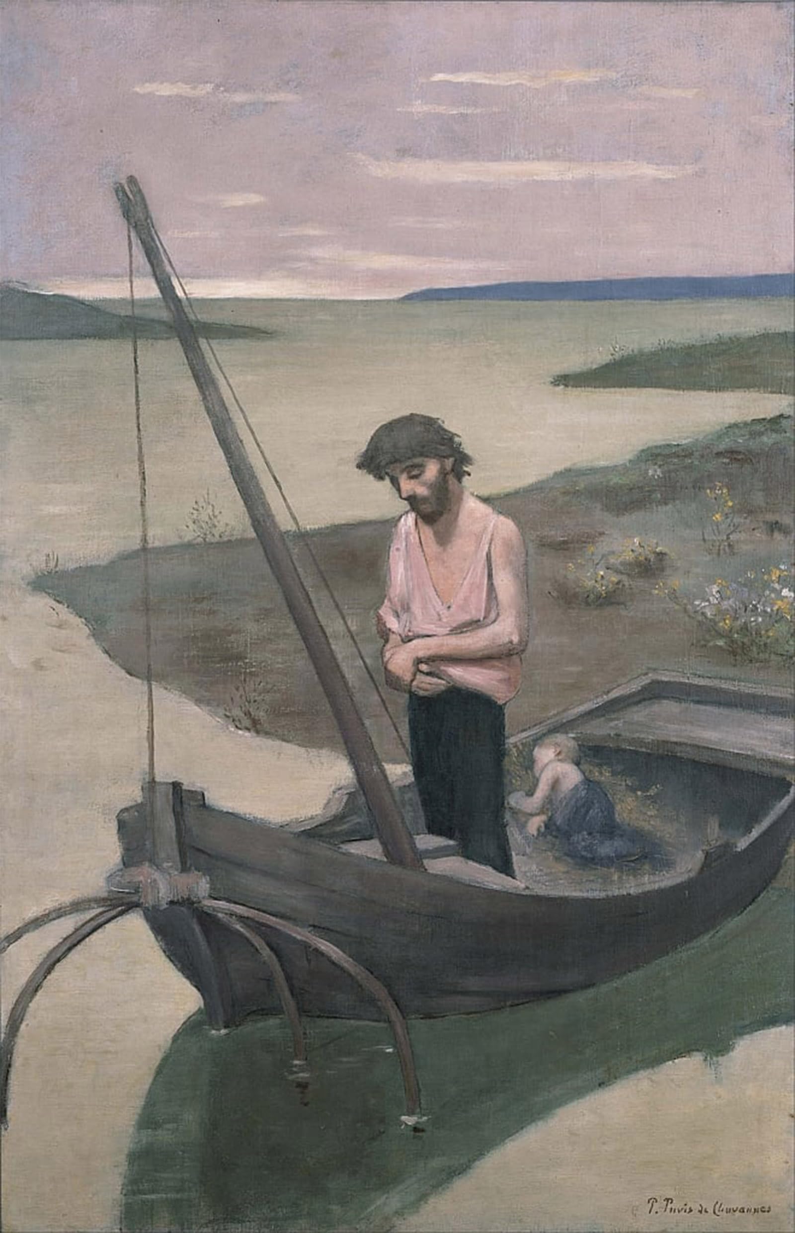 Serendipitp No Frame Abstract Painting Mural Print Picture Wall Decor Painting The Poor Fisherman By Pierre Puvis De Chavannes Vintage Wall Artwork For Home Decor 60X90cm