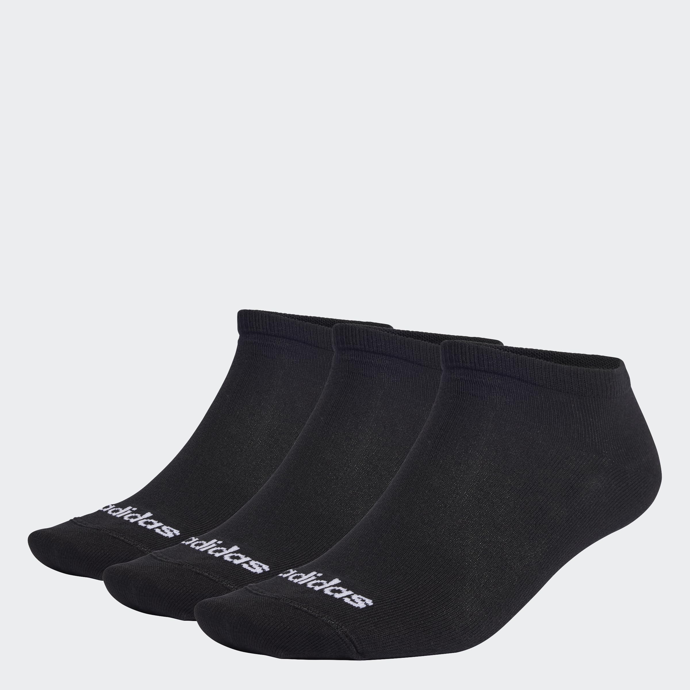 adidas Unisex - Bambini e ragazzi Thin Linear Low-​Cut Socks 3 Pairs, Black / White, 6-​7 Years