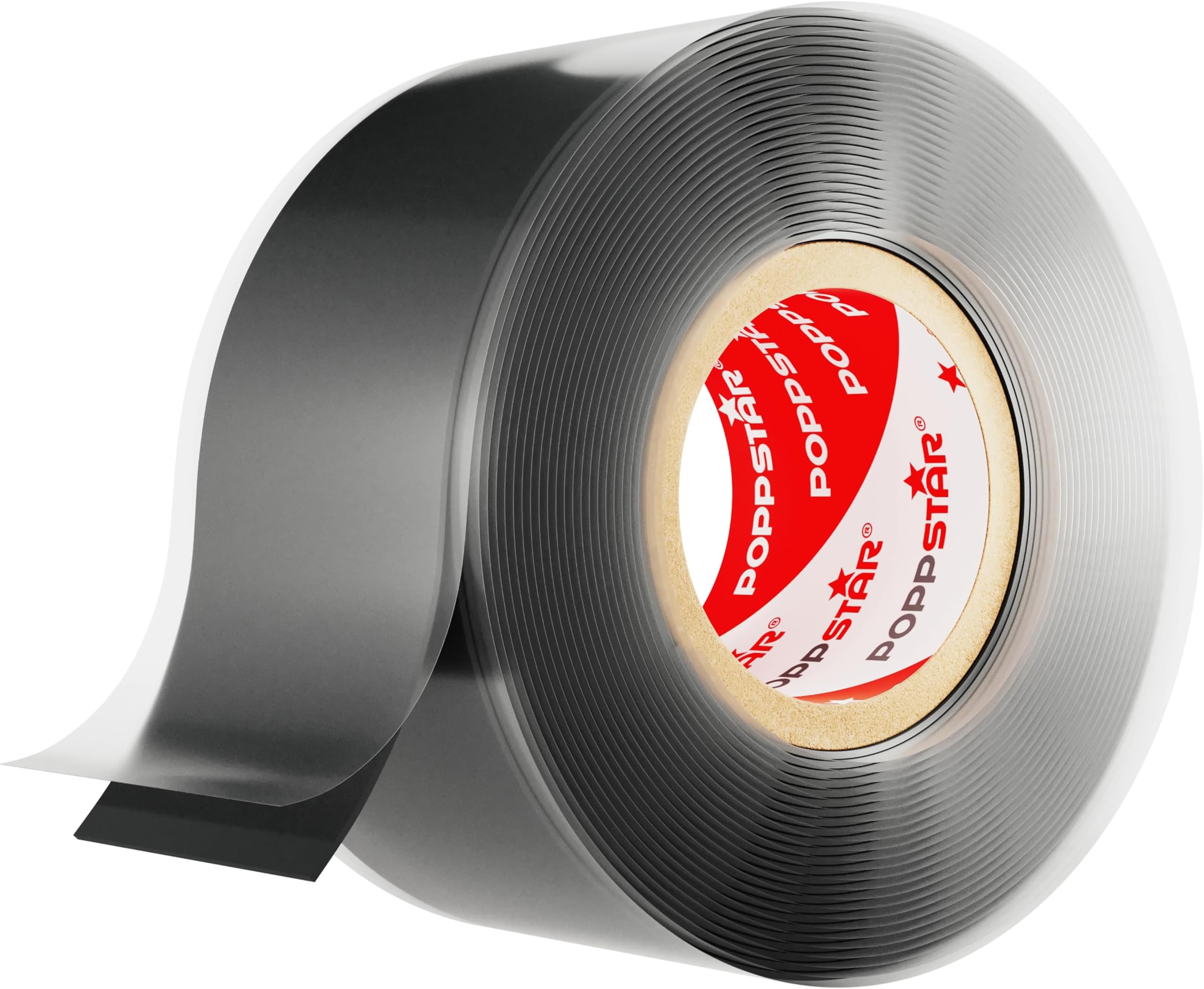 POPPSTAR Self-Fusing Silicone Band, Silicone Tape, 3m x 25mm, Sealing & Insulating Strip (water-tight, air-tight), black, 1 Roll