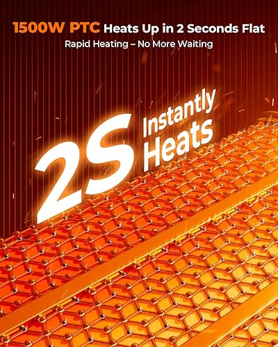 Miniatura 7 de R.W.FLAME Calentador de espacio pequeño para oficina, calentador de cerámica de 1500 W con termostato, calentadores portátiles para uso en Negro