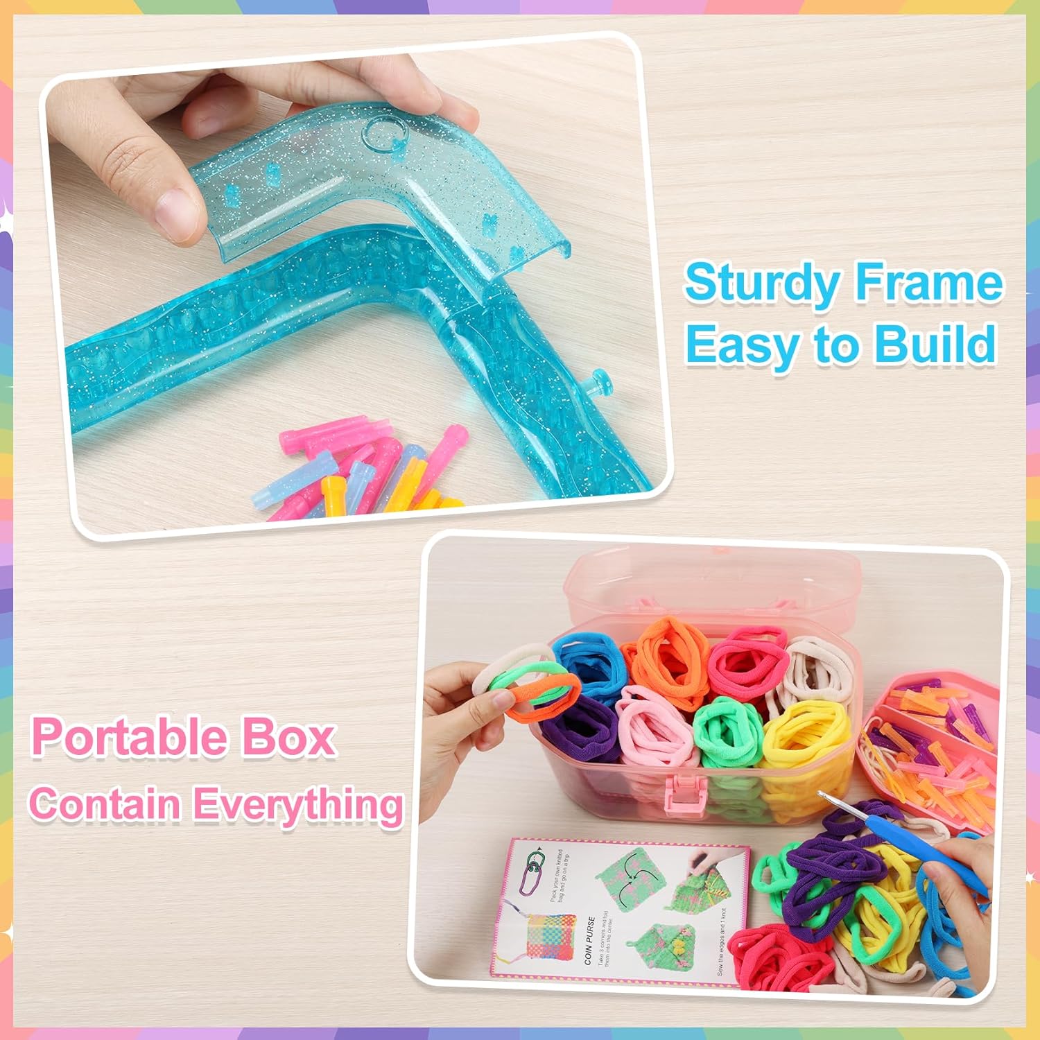 IQKidz Weaving Loom Kit Toys, DIY Arts and Crafts for Kids and Adults, Ideal Gifts for Girls Ages 5 6 7 8-12 13, Easy Potholder Loom Knitting Activity for Beginners, 224 Craft Loops - Image 2