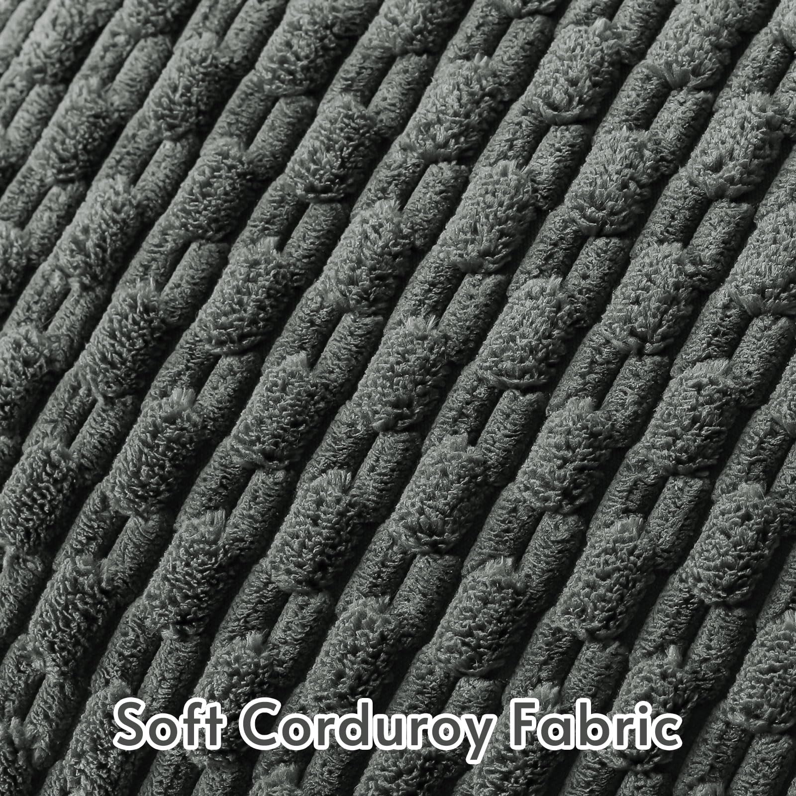 Sungeek Set of 2 Dark Grey Soft Corduroy Decorative Cushion Covers Boho Striped Throw Pillow Covers for Sofa Couch Living Room Patio Farmhouse Home Decor Pillowcases 50x50cm - Image 3