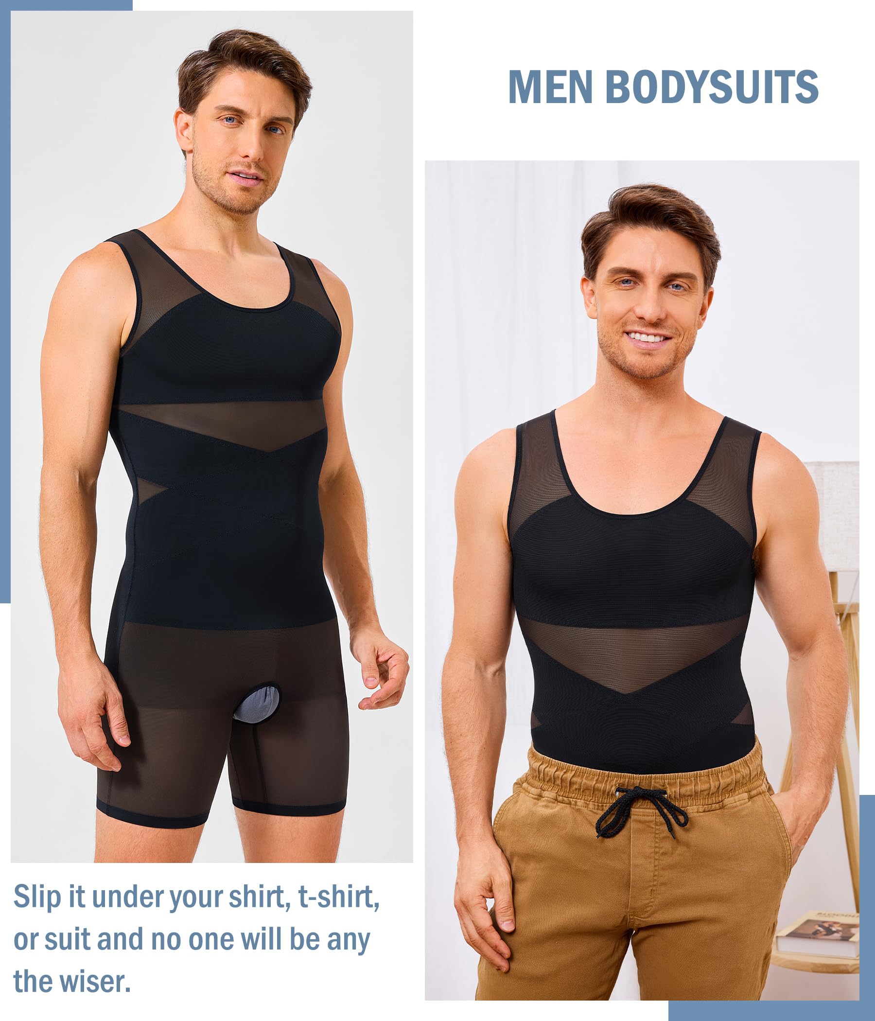 KUMAYES Débardeur de Compression Homme Maillot de Corps Gaine Ventre Plat Homme Full Body Shape Gainant Amincissant Minceur sous-vêtements sans Couture