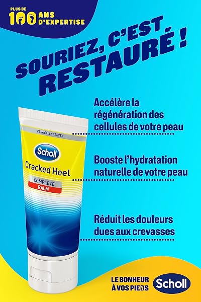 Scholl Crème Pieds Anti-Crevasses Talons Fendillés - Répare et Hydrate les Talons Crevassés en profondeur - Action 24h grâce à une Formule Enrichie, Idéale pour les Peaux Très Sèches, Abîmées - 60 ml - 3