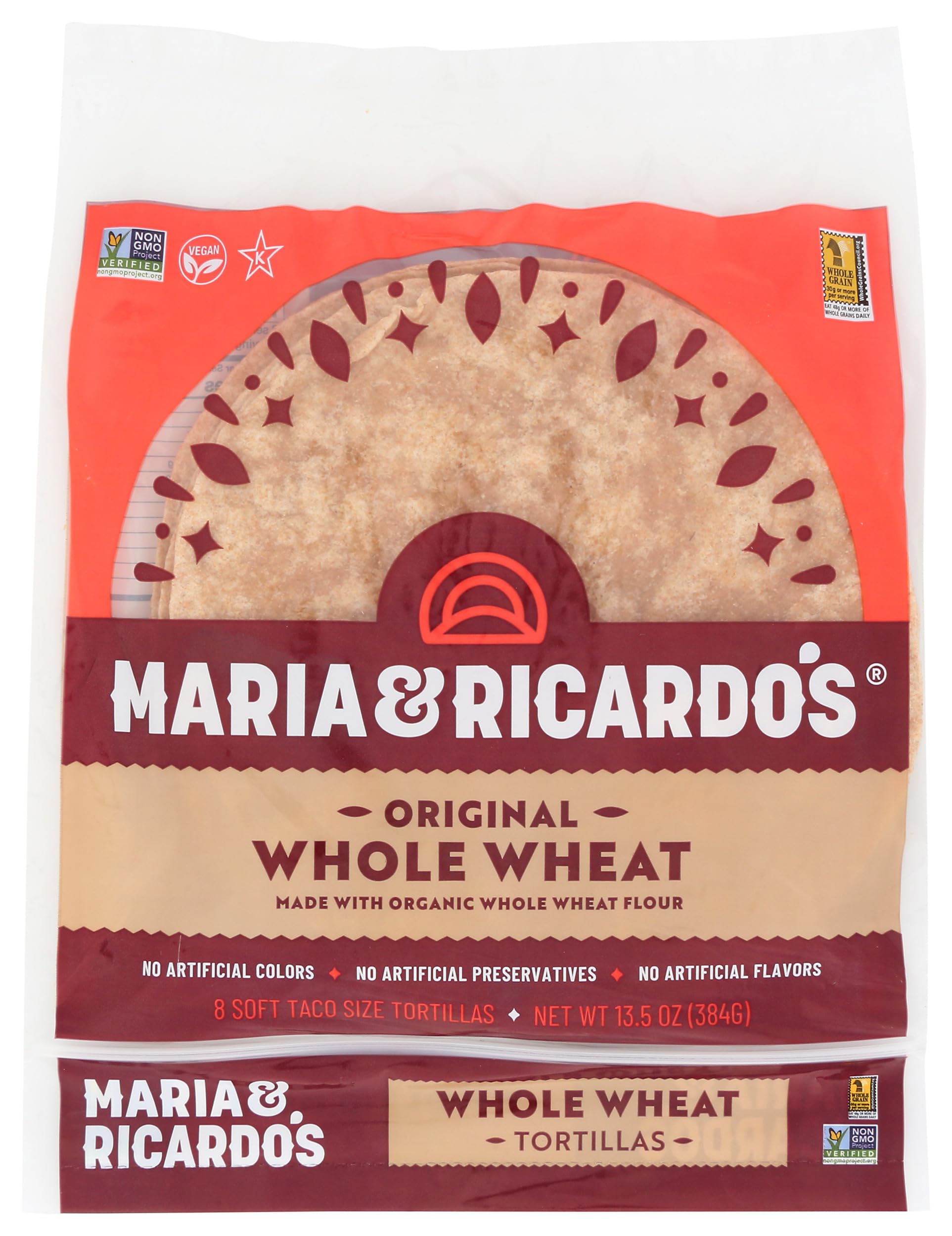 Maria & Ricardos Tortilla 8In Whole Wheat, 13.5 oz
