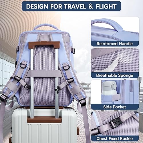 Miniatura 6 de BOSTANTEN Mochila de viaje para mujer, mochila de transporte aprobada por vuelo, mochila para laptop de 15.6 pulgadas, bolsa grande y ligera para