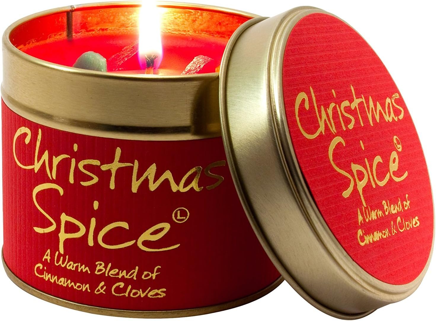 3X Lily-Flame Christmas Spice Tin, Red