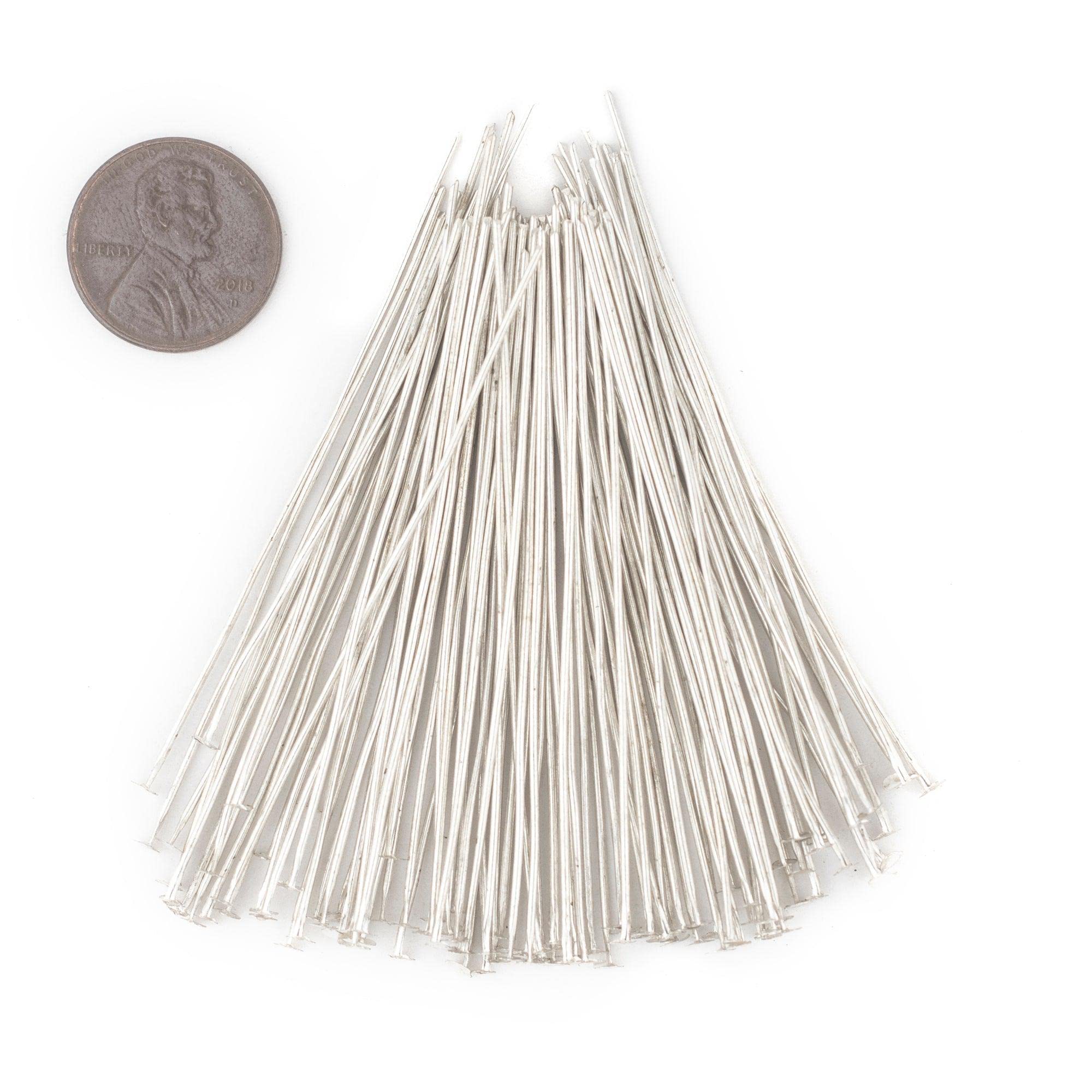 TheBeadChest Silver 21 Gauge 2.5 Inch Head Pins (Approx 100 pieces)