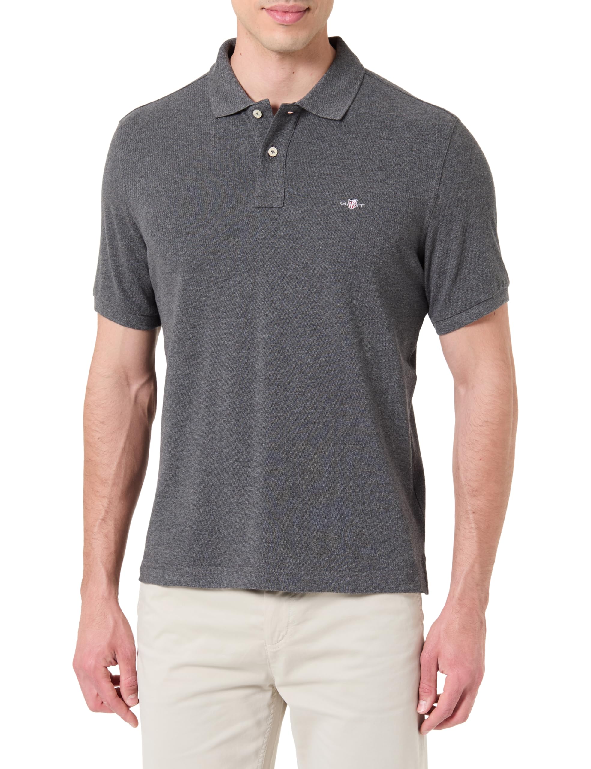 GANT REG EMB Archive Shield Polo Shirt, Antracite Melange, XXL