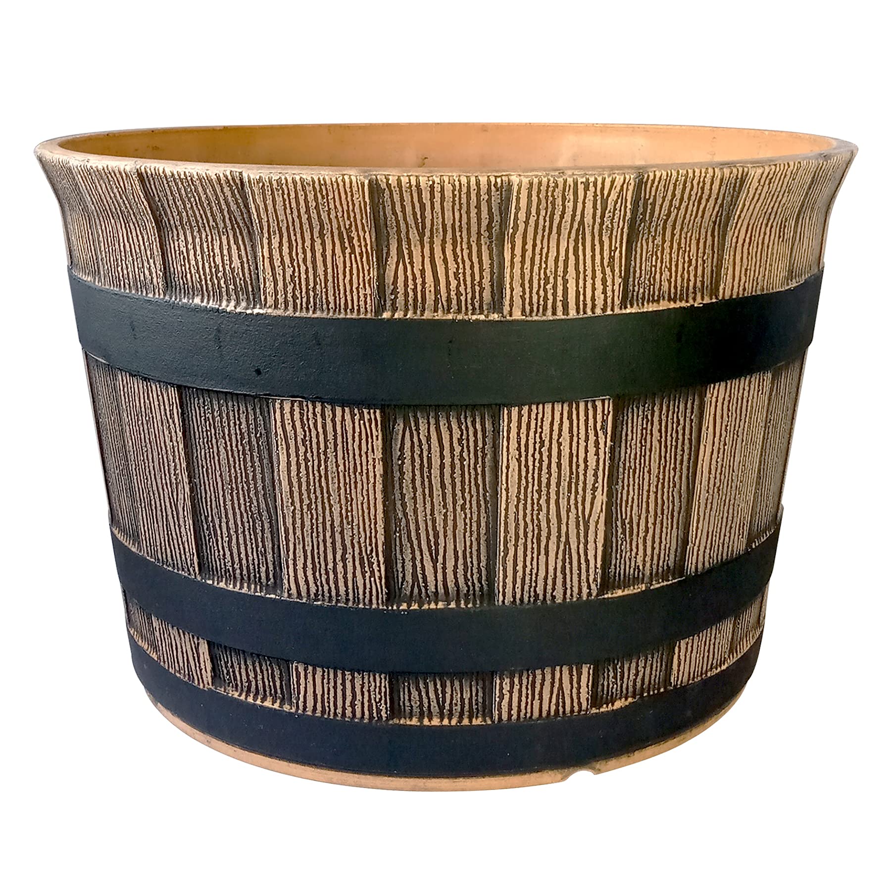 Elixir Gardens | Rustic Barrel Pots | Heavy Duty Plastic | Various Styles Available | Outdoor & Garden Flower Planter | Combridge Faux Wood x 5